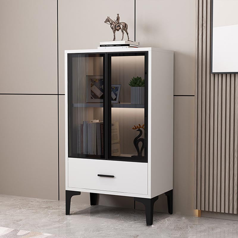 Glam Style Server Engineered Wood Sideboard with Door for Home Use 23.6"L x 13.8"W x 39.4"H Black White Clearhalo 'buffet_sideboard' 'Buffets & Sideboards' 'furn' 'furn_buffet_sideboard' 'Furniture' 'Kitchen & Dining Furniture' 5219690