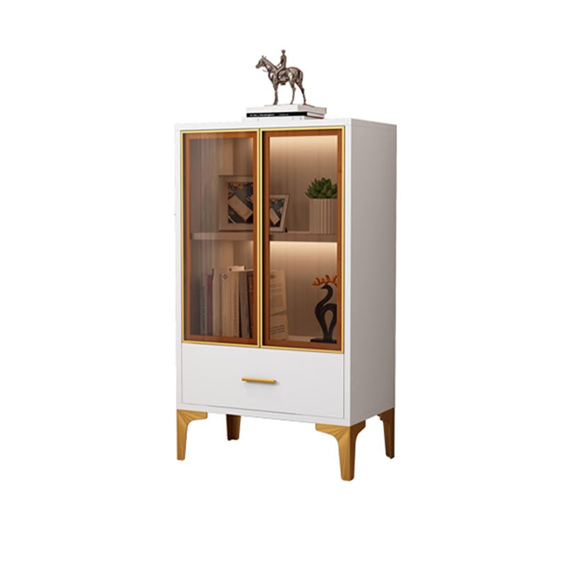 Glam Style Server Engineered Wood Sideboard with Door for Home Use 23.6"L x 13.8"W x 39.4"H White-Gold Clearhalo 'buffet_sideboard' 'Buffets & Sideboards' 'furn' 'furn_buffet_sideboard' 'Furniture' 'Kitchen & Dining Furniture' 5219693