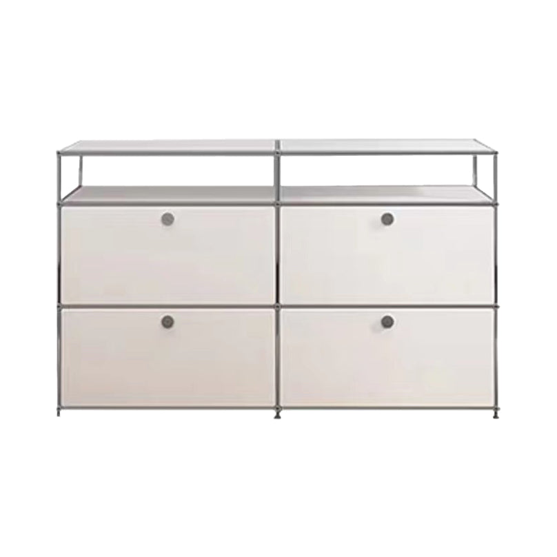 Contemporary Sideboard Stainless Steel Dining Sideboard with Locking Cabinet 47"L x 14"W x 33"H White Clearhalo 'buffet_sideboard' 'Buffets & Sideboards' 'furn' 'furn_buffet_sideboard' 'Furniture' 'Kitchen & Dining Furniture' 5219747