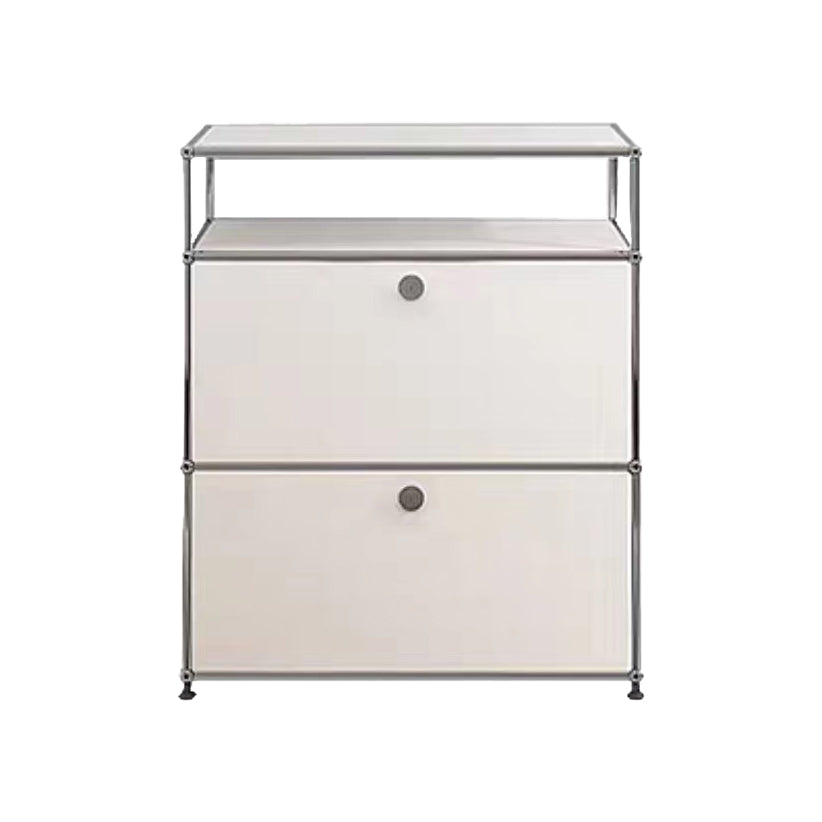 Contemporary Sideboard Stainless Steel Dining Sideboard with Locking Cabinet 28"L x 14"W x 33"H White Clearhalo 'buffet_sideboard' 'Buffets & Sideboards' 'furn' 'furn_buffet_sideboard' 'Furniture' 'Kitchen & Dining Furniture' 5219751