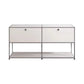 Contemporary Sideboard Stainless Steel Dining Sideboard with Locking Cabinet 47"L x 14"W x 28"H Textured White Clearhalo 'buffet_sideboard' 'Buffets & Sideboards' 'furn' 'furn_buffet_sideboard' 'Furniture' 'Kitchen & Dining Furniture' 5219753