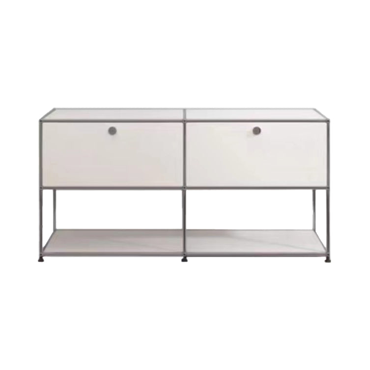 Contemporary Sideboard Stainless Steel Dining Sideboard with Locking Cabinet 47"L x 14"W x 28"H Textured White Clearhalo 'buffet_sideboard' 'Buffets & Sideboards' 'furn' 'furn_buffet_sideboard' 'Furniture' 'Kitchen & Dining Furniture' 5219753