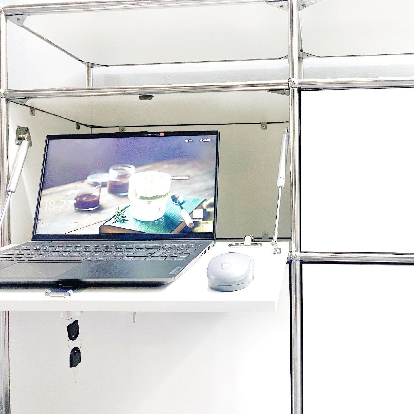 Contemporary Sideboard Stainless Steel Dining Sideboard with Locking Cabinet Clearhalo 'buffet_sideboard' 'Buffets & Sideboards' 'furn' 'furn_buffet_sideboard' 'Furniture' 'Kitchen & Dining Furniture' 5219756