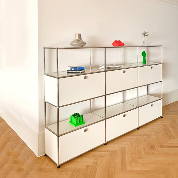 Contemporary Sideboard Stainless Steel Dining Sideboard with Locking Cabinet Clearhalo 'buffet_sideboard' 'Buffets & Sideboards' 'furn' 'furn_buffet_sideboard' 'Furniture' 'Kitchen & Dining Furniture' 5219758