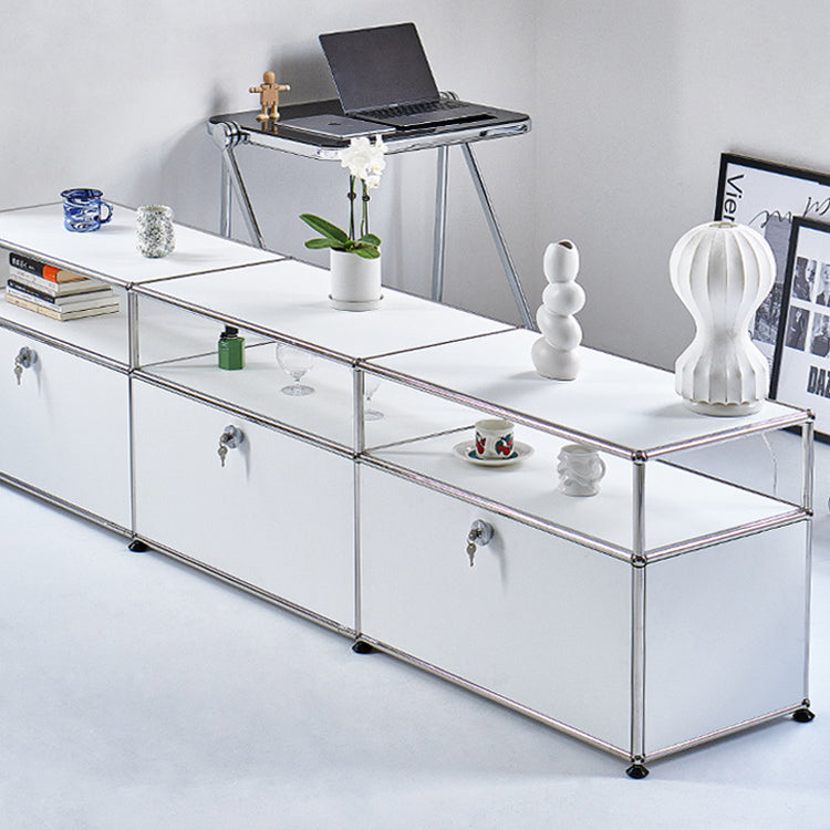 Contemporary Sideboard Stainless Steel Dining Sideboard with Locking Cabinet Clearhalo 'buffet_sideboard' 'Buffets & Sideboards' 'furn' 'furn_buffet_sideboard' 'Furniture' 'Kitchen & Dining Furniture' 5219760