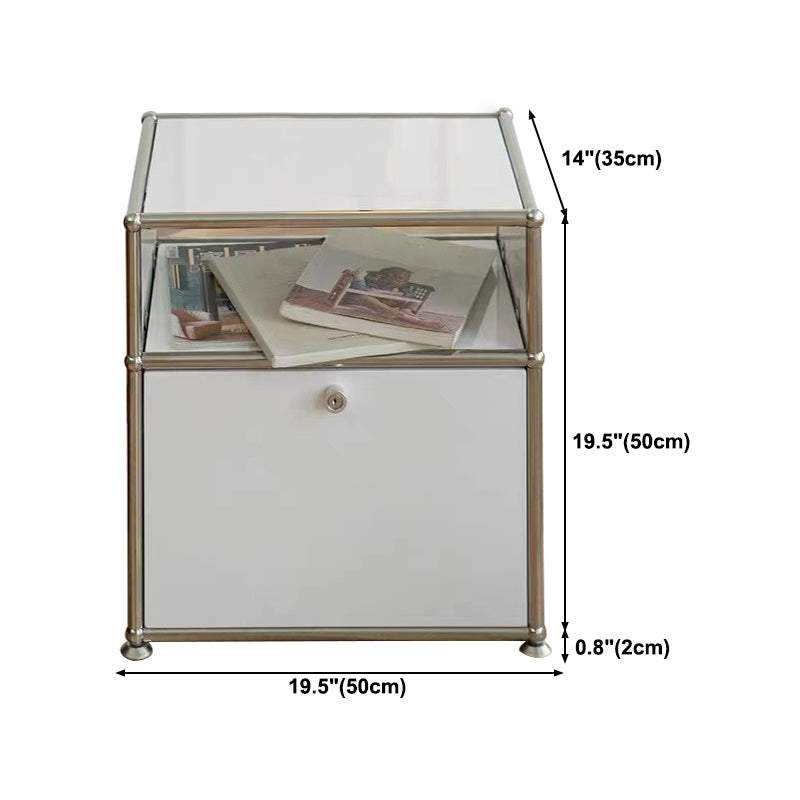 Contemporary Sideboard Stainless Steel Dining Sideboard with Locking Cabinet Clearhalo 'buffet_sideboard' 'Buffets & Sideboards' 'furn' 'furn_buffet_sideboard' 'Furniture' 'Kitchen & Dining Furniture' 5219764