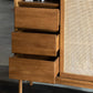 Moderno server da pranzo in legno massiccio marrone 3 cassetti 1 sideboard della porta rattan