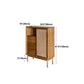 Moderno server da pranzo in legno massiccio marrone 3 cassetti 1 sideboard della porta rattan
