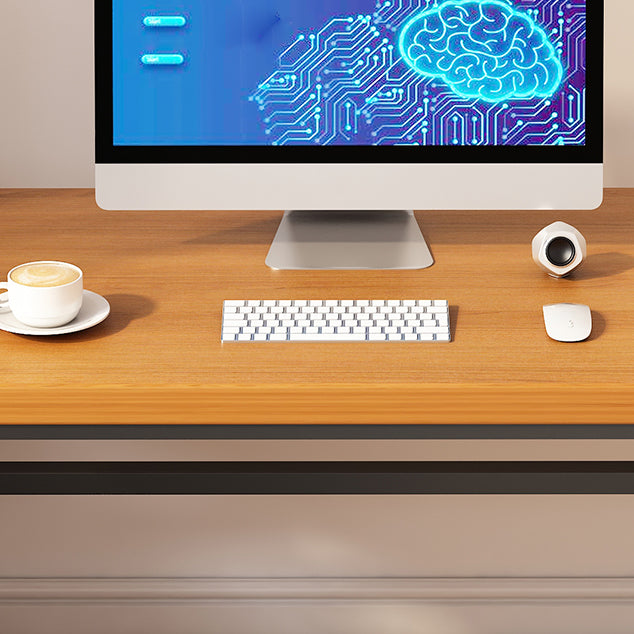 Scrivania di scrittura in stile moderno in legno solido rettangolare da ufficio con base metallica