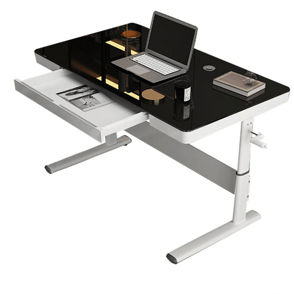 Zeitgenössischer Stand Desk Converter White Metal Trestle Base Desk für Büro