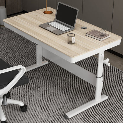 Zeitgenössischer Stand Desk Converter White Metal Trestle Base Desk für Büro
