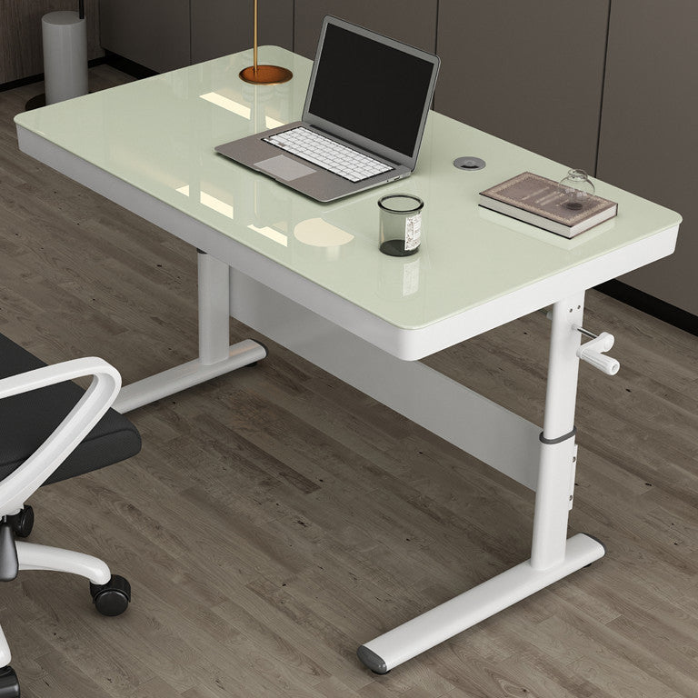 Zeitgenössischer Stand Desk Converter White Metal Trestle Base Desk für Büro