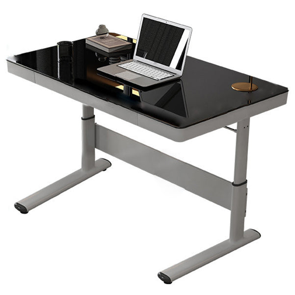Zeitgenössischer Stand Desk Converter White Metal Trestle Base Desk für Büro