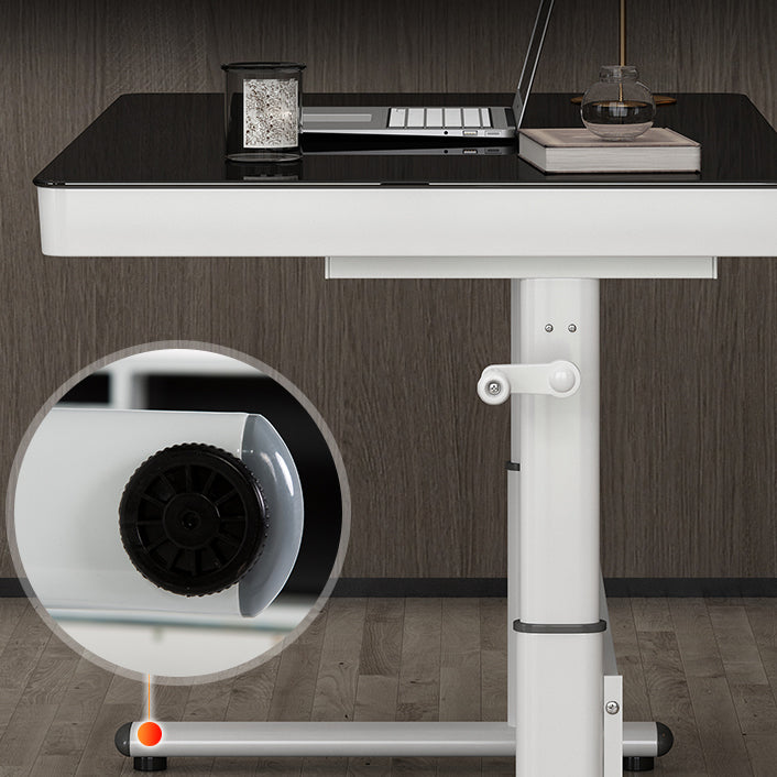 Zeitgenössischer Stand Desk Converter White Metal Trestle Base Desk für Büro