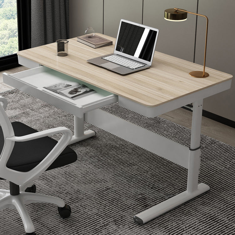 Zeitgenössischer Stand Desk Converter White Metal Trestle Base Desk für Büro
