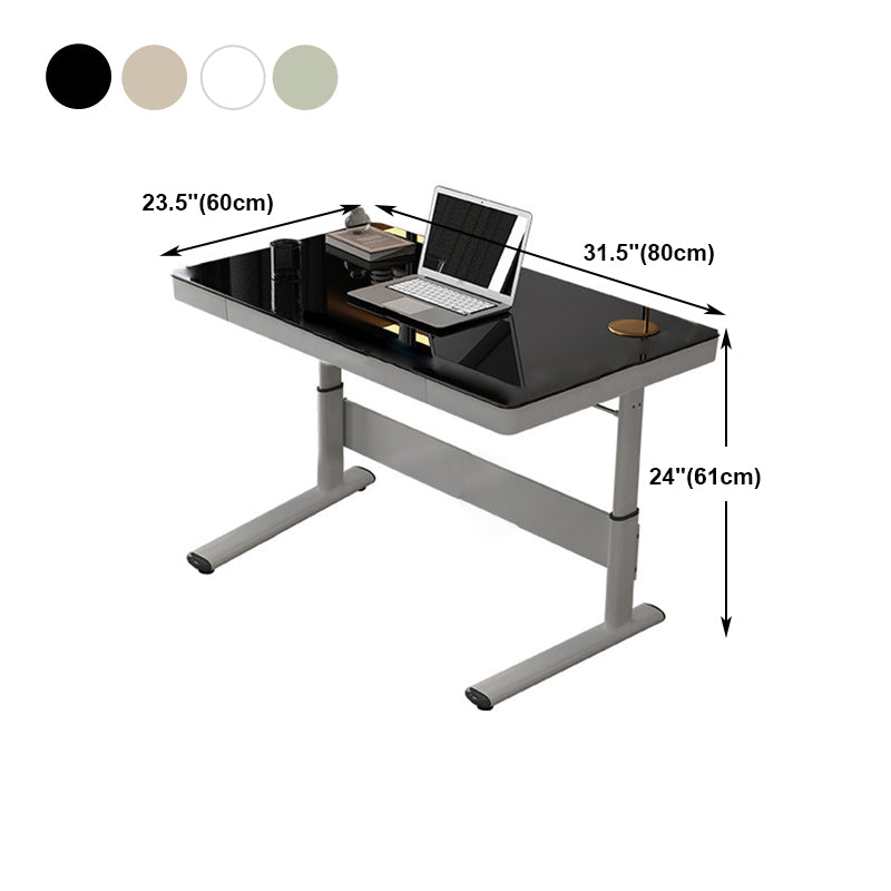 Zeitgenössischer Stand Desk Converter White Metal Trestle Base Desk für Büro