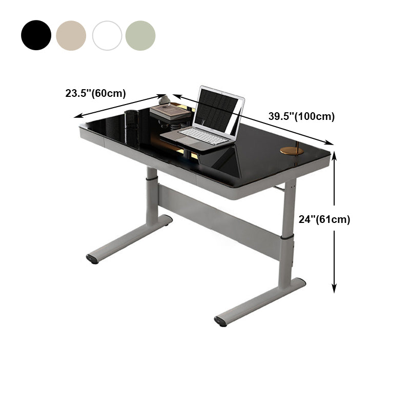 Zeitgenössischer Stand Desk Converter White Metal Trestle Base Desk für Büro
