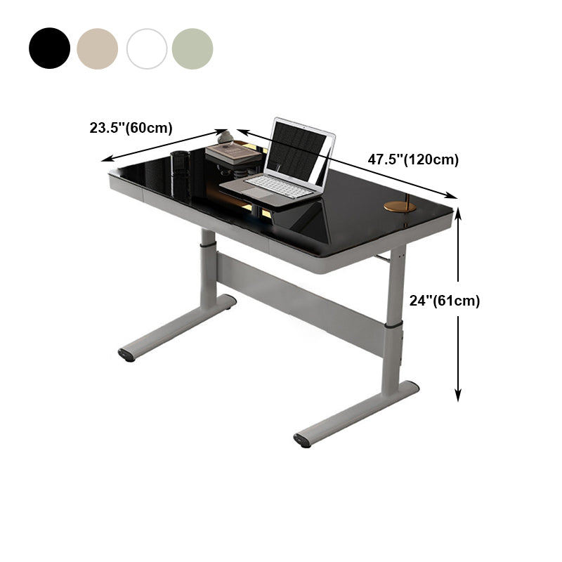 Zeitgenössischer Stand Desk Converter White Metal Trestle Base Desk für Büro