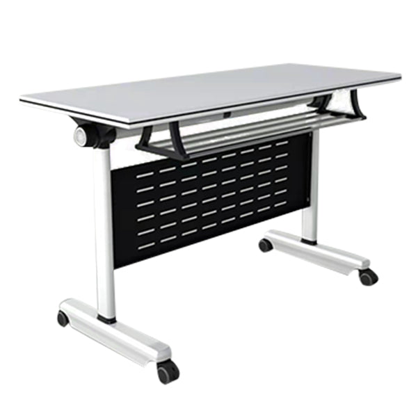 Escritorio plegable blanco escritorio fabricado con escritorio rectangular de madera fabricada con ruedas con ruedas