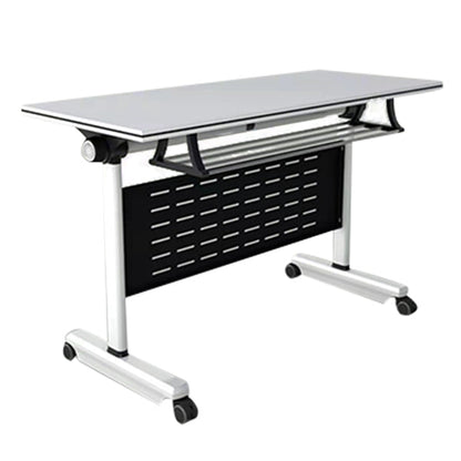 Escritorio plegable blanco escritorio fabricado con escritorio rectangular de madera fabricada con ruedas con ruedas