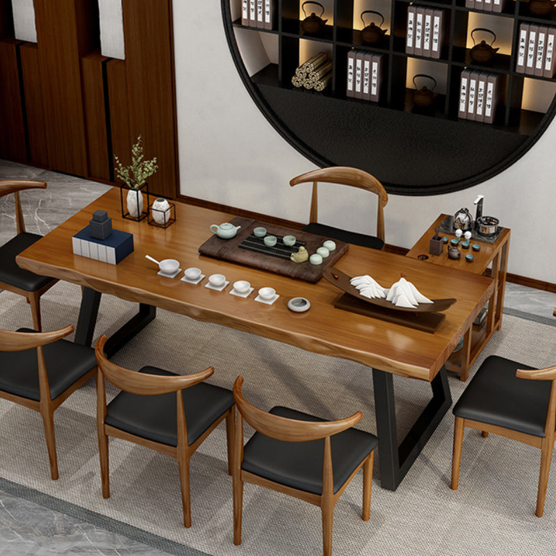 Mesa de oficina de forma rectángulo escritorio de trabajo de madera maciza industrial