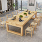 Rechthoek Office Table Modern Solid Wood Meeting Desk met slee -basis
