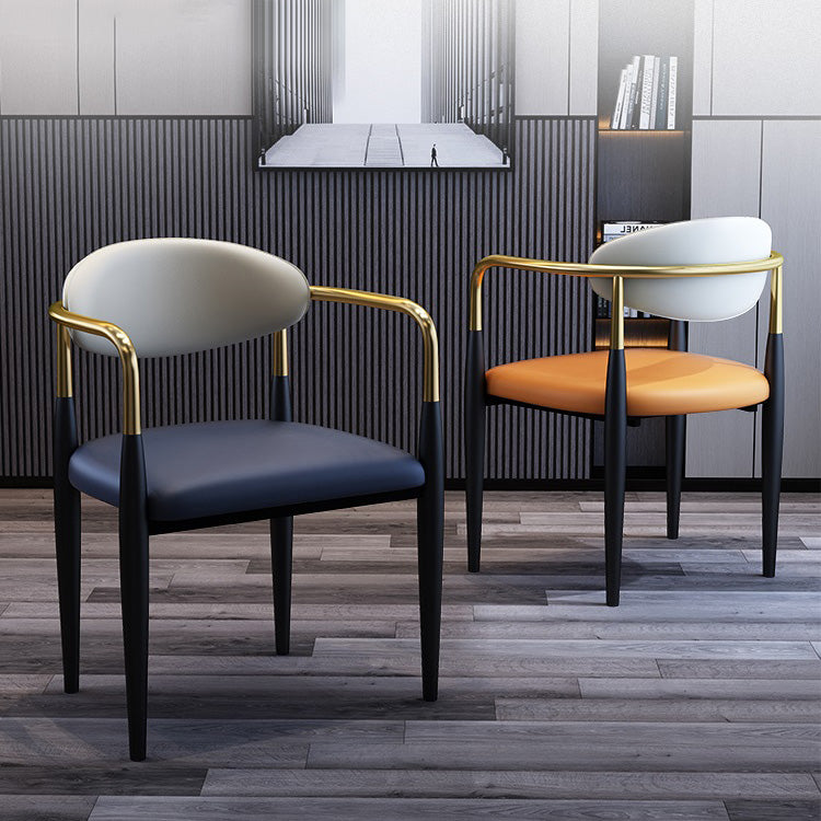 Faux Leather Arm Task Chair Modern Style Upholstered Working Chair Clearhalo 'furn' 'furn_office_chair' 'Furniture' 'Office Chairs' 'Office Furniture' 'office_chair' 5220262