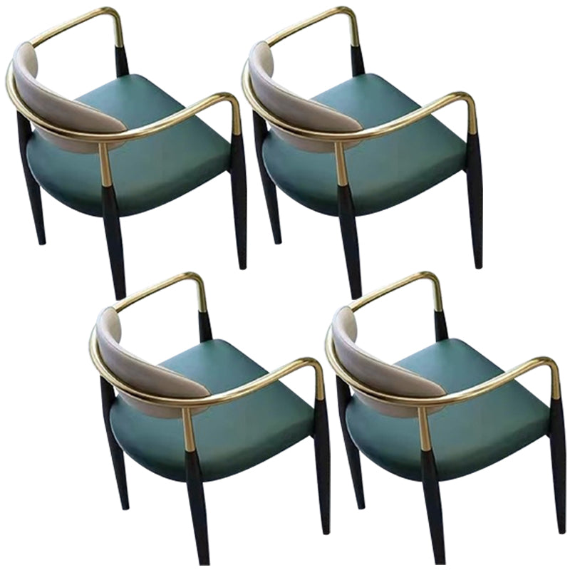 Faux Leather Arm Task Chair Modern Style Upholstered Working Chair White-Green 4 Piece Set Clearhalo 'furn' 'furn_office_chair' 'Furniture' 'Office Chairs' 'Office Furniture' 'office_chair' 5220263