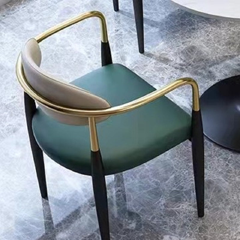 Faux Leather Arm Task Chair Modern Style Upholstered Working Chair White-Green 1 Piece Clearhalo 'furn' 'furn_office_chair' 'Furniture' 'Office Chairs' 'Office Furniture' 'office_chair' 5220264