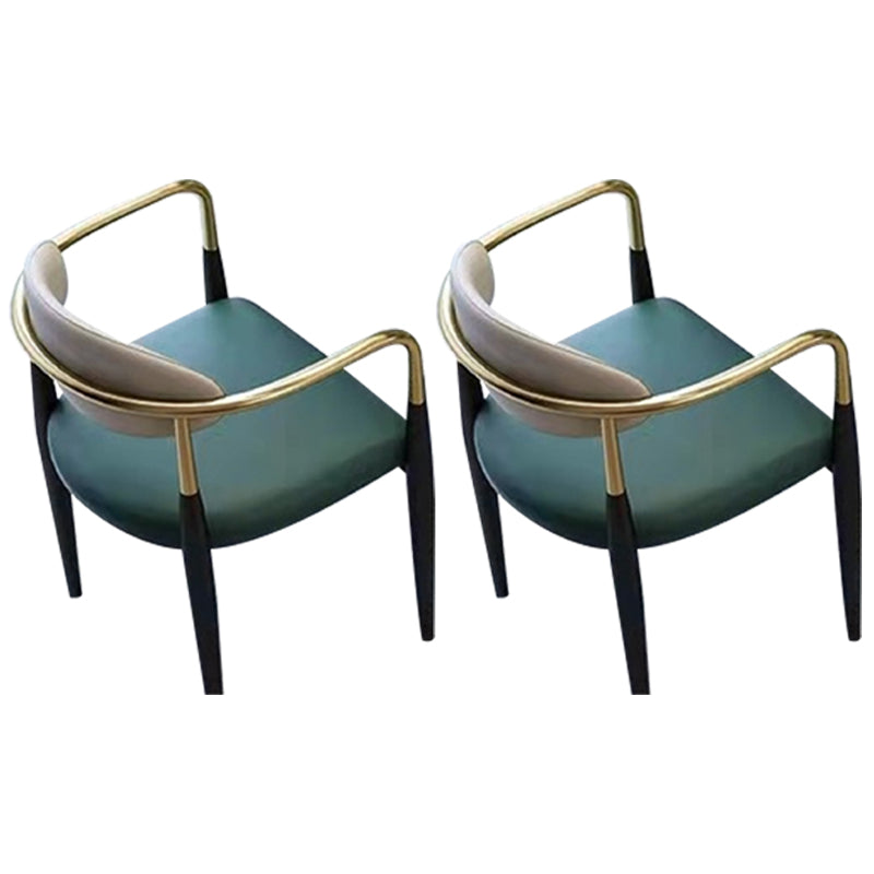 Faux Leather Arm Task Chair Modern Style Upholstered Working Chair White-Green 2 Piece Set Clearhalo 'furn' 'furn_office_chair' 'Furniture' 'Office Chairs' 'Office Furniture' 'office_chair' 5220266