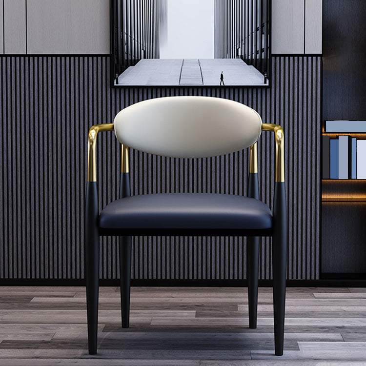 Faux Leather Arm Task Chair Modern Style Upholstered Working Chair Clearhalo 'furn' 'furn_office_chair' 'Furniture' 'Office Chairs' 'Office Furniture' 'office_chair' 5220268