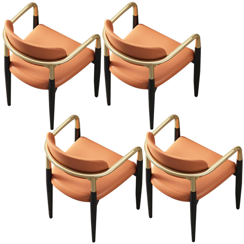 Faux Leather Arm Task Chair Modern Style Upholstered Working Chair Orange 4 Piece Set Clearhalo 'furn' 'furn_office_chair' 'Furniture' 'Office Chairs' 'Office Furniture' 'office_chair' 5220269