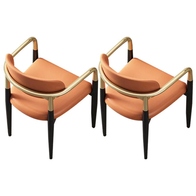 Faux Leather Arm Task Chair Modern Style Upholstered Working Chair Orange 2 Piece Set Clearhalo 'furn' 'furn_office_chair' 'Furniture' 'Office Chairs' 'Office Furniture' 'office_chair' 5220273