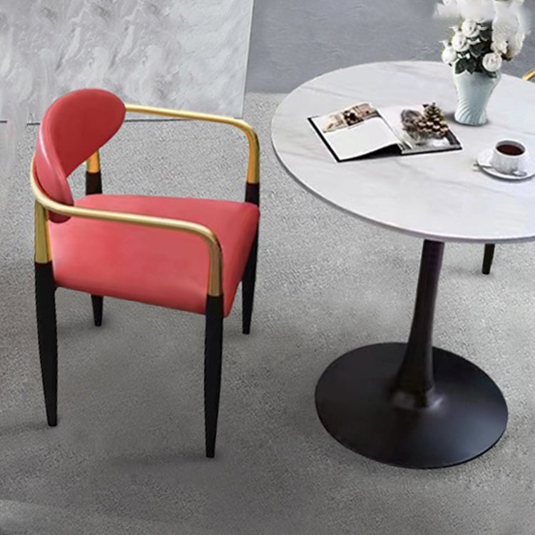 Faux Leather Arm Task Chair Modern Style Upholstered Working Chair Red 1 Piece Clearhalo 'furn' 'furn_office_chair' 'Furniture' 'Office Chairs' 'Office Furniture' 'office_chair' 5220276