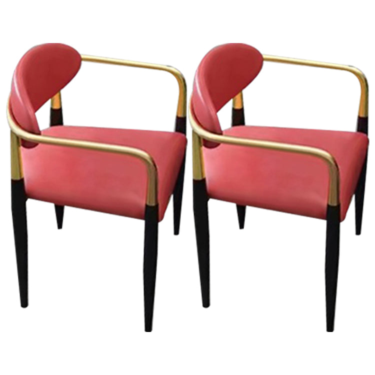 Faux Leather Arm Task Chair Modern Style Upholstered Working Chair Red 2 Piece Set Clearhalo 'furn' 'furn_office_chair' 'Furniture' 'Office Chairs' 'Office Furniture' 'office_chair' 5220278