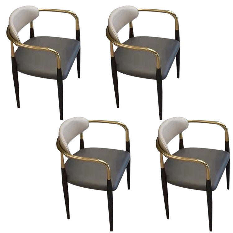 Faux Leather Arm Task Chair Modern Style Upholstered Working Chair Grey 4 Piece Set Clearhalo 'furn' 'furn_office_chair' 'Furniture' 'Office Chairs' 'Office Furniture' 'office_chair' 5220281