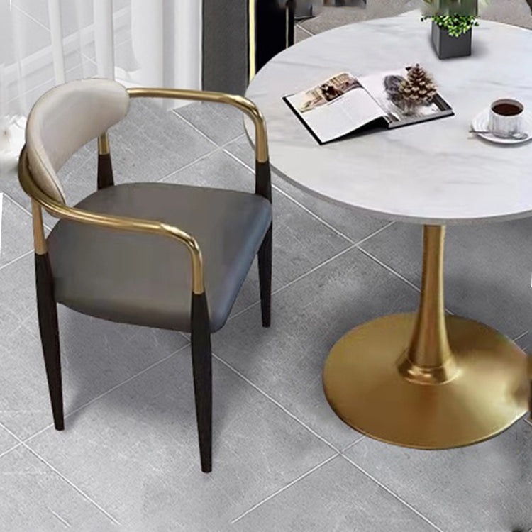 Faux Leather Arm Task Chair Modern Style Upholstered Working Chair Grey 1 Piece Clearhalo 'furn' 'furn_office_chair' 'Furniture' 'Office Chairs' 'Office Furniture' 'office_chair' 5220282