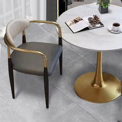 Faux Leather Arm Task Chair Modern Style Upholstered Working Chair Grey 1 Piece Clearhalo 'furn' 'furn_office_chair' 'Furniture' 'Office Chairs' 'Office Furniture' 'office_chair' 5220282