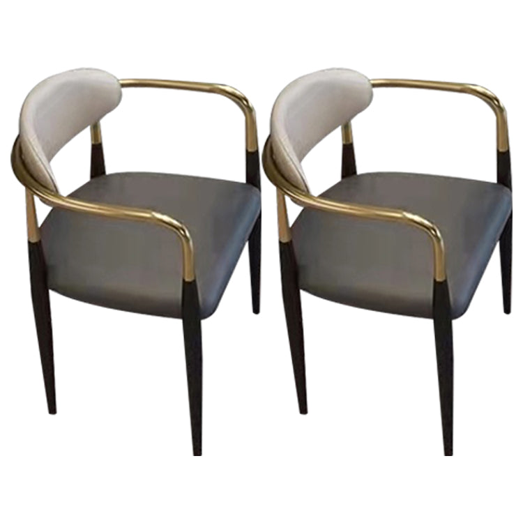 Faux Leather Arm Task Chair Modern Style Upholstered Working Chair Grey 2 Piece Set Clearhalo 'furn' 'furn_office_chair' 'Furniture' 'Office Chairs' 'Office Furniture' 'office_chair' 5220283