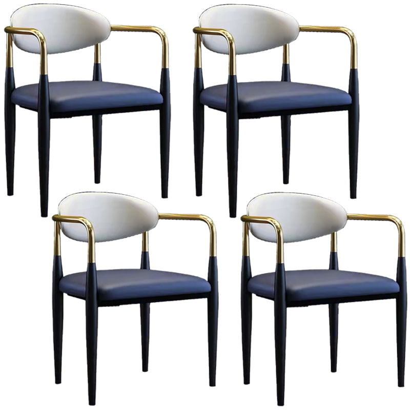 Faux Leather Arm Task Chair Modern Style Upholstered Working Chair White-Blue 4 Piece Set Clearhalo 'furn' 'furn_office_chair' 'Furniture' 'Office Chairs' 'Office Furniture' 'office_chair' 5220284