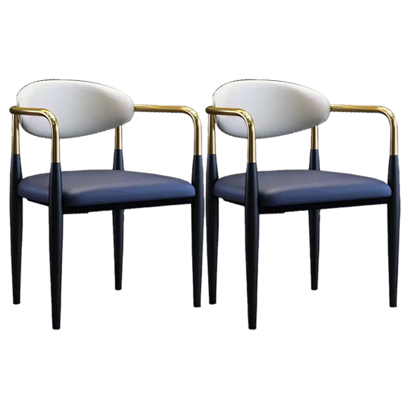 Faux Leather Arm Task Chair Modern Style Upholstered Working Chair White-Blue 2 Piece Set Clearhalo 'furn' 'furn_office_chair' 'Furniture' 'Office Chairs' 'Office Furniture' 'office_chair' 5220286