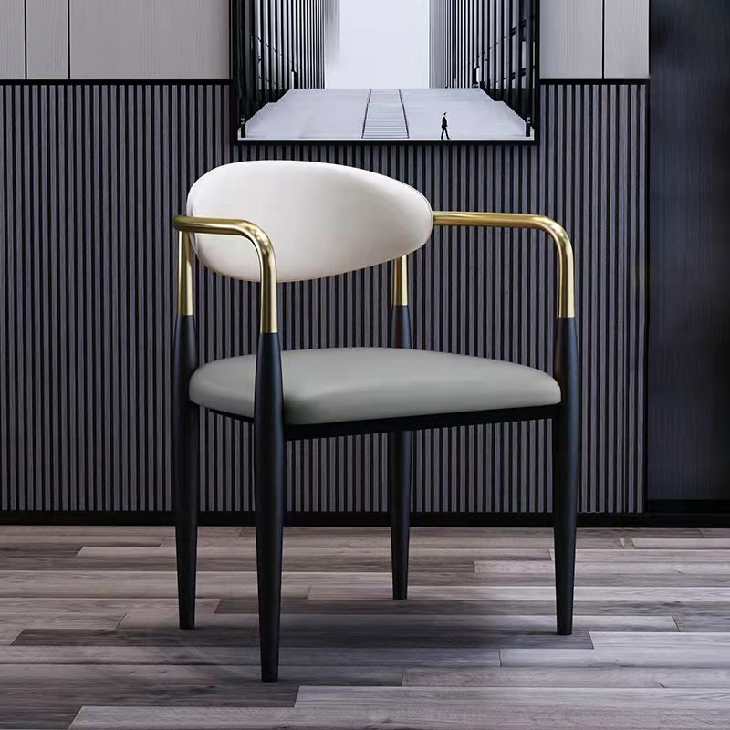 Faux Leather Arm Task Chair Modern Style Upholstered Working Chair White-Gray 1 Piece Clearhalo 'furn' 'furn_office_chair' 'Furniture' 'Office Chairs' 'Office Furniture' 'office_chair' 5220291