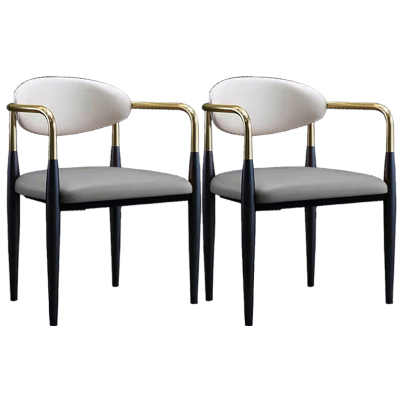 Faux Leather Arm Task Chair Modern Style Upholstered Working Chair White-Gray 2 Piece Set Clearhalo 'furn' 'furn_office_chair' 'Furniture' 'Office Chairs' 'Office Furniture' 'office_chair' 5220292