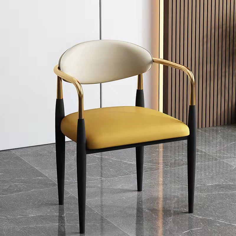 Faux Leather Arm Task Chair Modern Style Upholstered Working Chair White-Yellow 1 Piece Clearhalo 'furn' 'furn_office_chair' 'Furniture' 'Office Chairs' 'Office Furniture' 'office_chair' 5220294