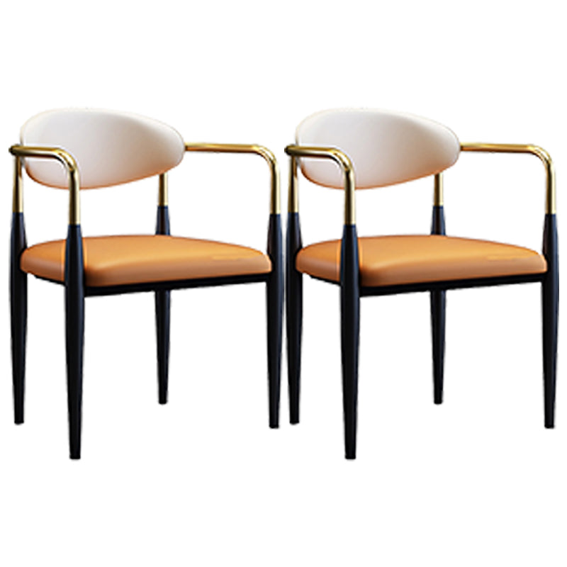 Faux Leather Arm Task Chair Modern Style Upholstered Working Chair White-Saffron 2 Piece Set Clearhalo 'furn' 'furn_office_chair' 'Furniture' 'Office Chairs' 'Office Furniture' 'office_chair' 5220298