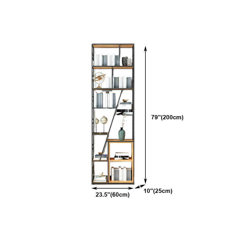 Moderne boekenkast metalen en houten plank boekenkast voor studieruimte