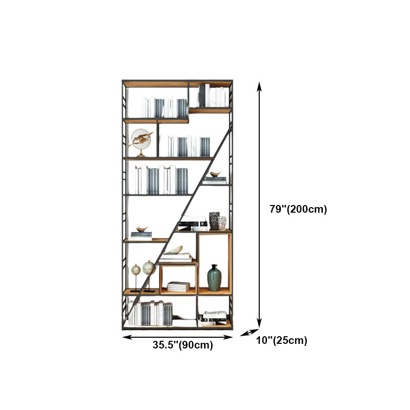 Moderne boekenkast metalen en houten plank boekenkast voor studieruimte