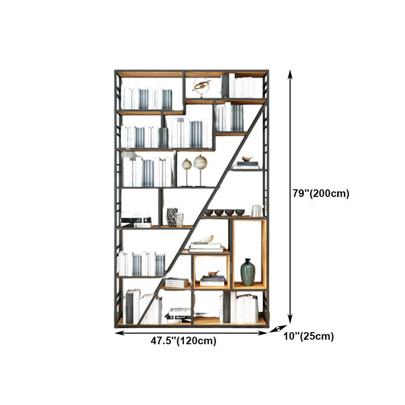 Moderne boekenkast metalen en houten plank boekenkast voor studieruimte