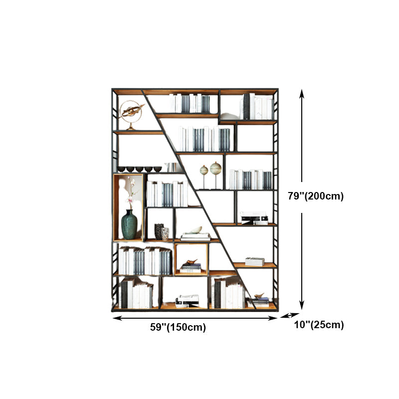 Moderne boekenkast metalen en houten plank boekenkast voor studieruimte