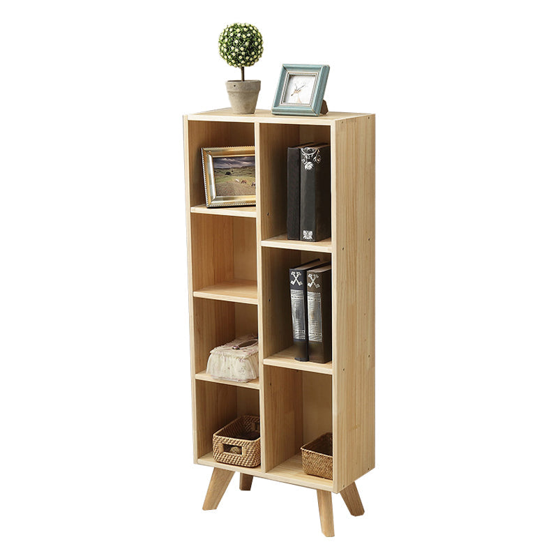 Natural Colour Wooden Standard Bookcase Contemporary Closed Back Bookshelf 19.7"L x 9.4"W x 48"H Clearhalo 'Bookcases' 'furn' 'furn_bookcases' 'Furniture' 'Office Furniture' 5220357